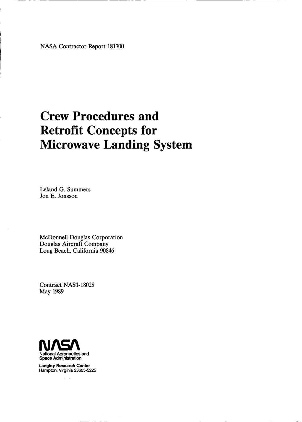 Crew Procedures and Retrofit Concepts for Microwave Landing System