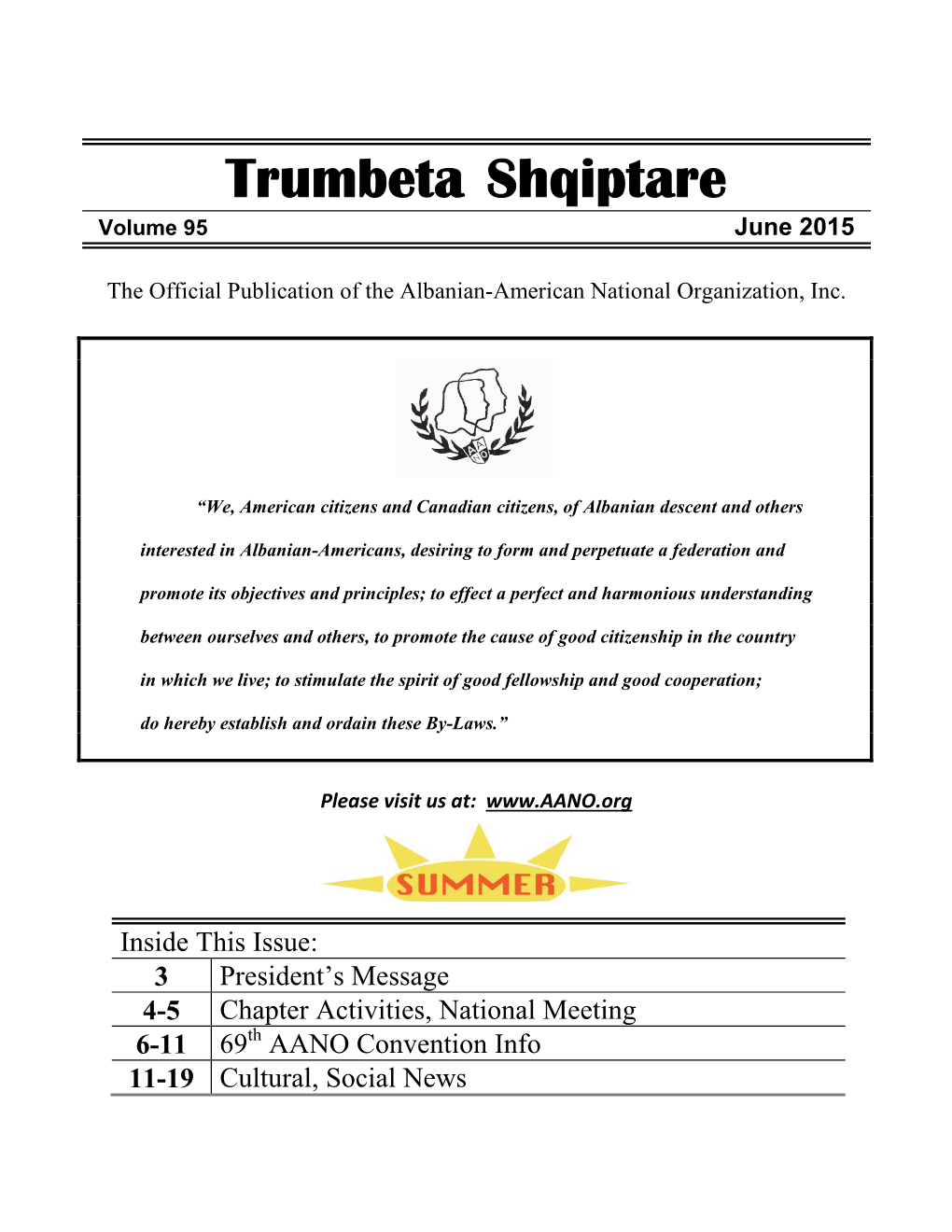 Trumbeta Shqiptare Volume 95 June 2015