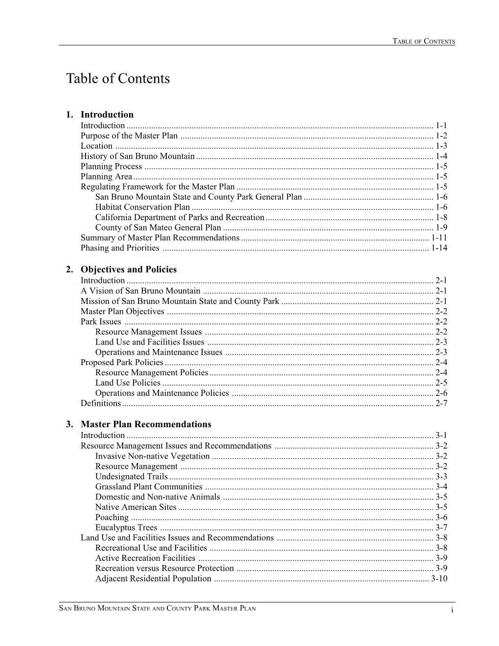 Table of Contents