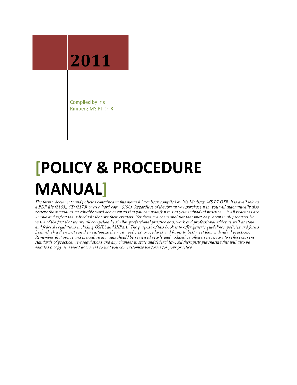 Policy & Procedure Manual