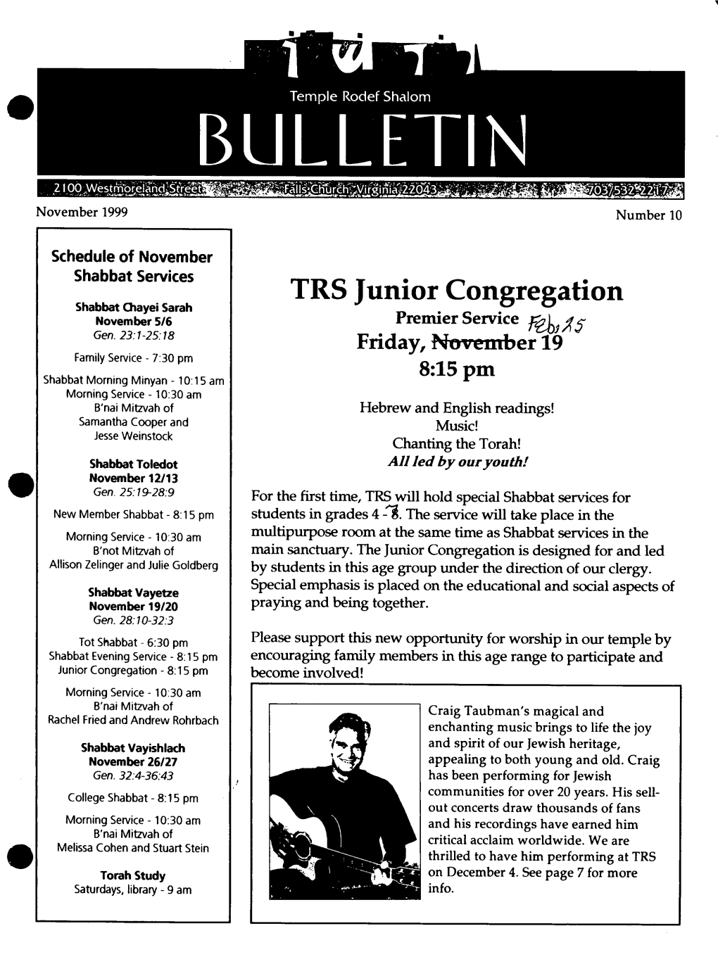 TRS Junior Congregation November 5/6 Premier Service Gen