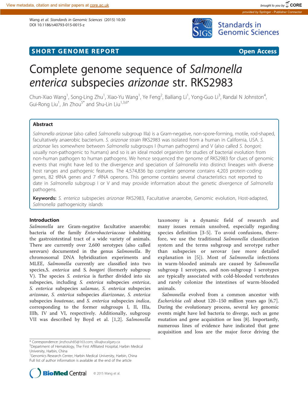 Salmonella Enterica Subspecies Arizonae Str