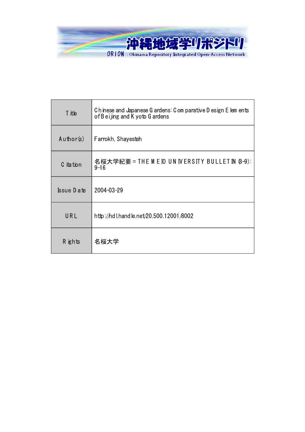 Title Chinese and Japanese Gardens: Comparative Design Elements Of