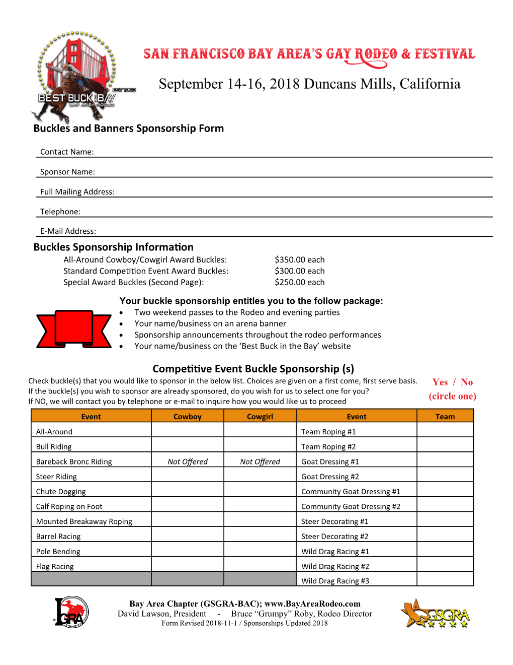 September 14-16, 2018 Duncans Mills, California