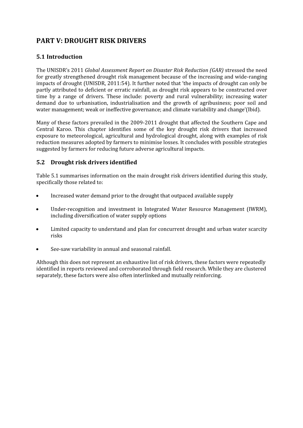 Part V: Drought Risk Drivers