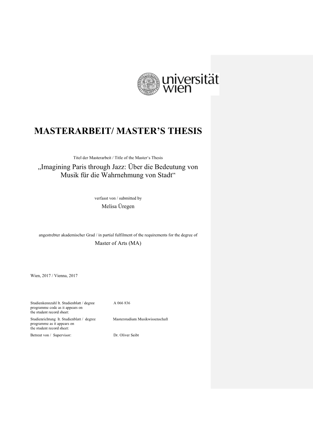 Masterarbeit/ Master’S Thesis