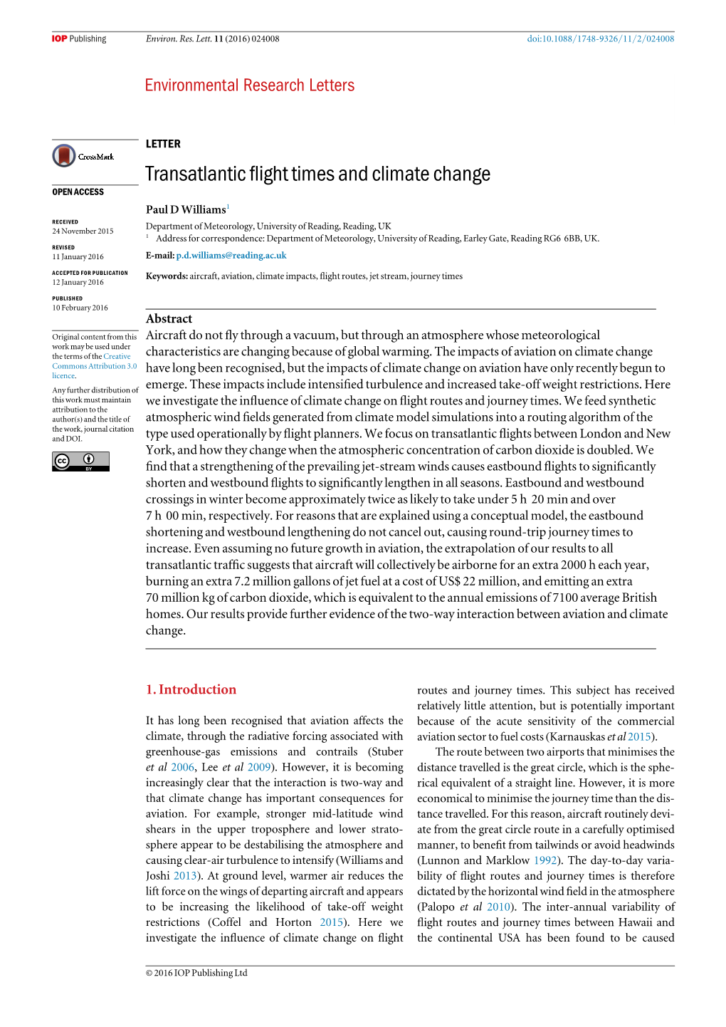 Transatlantic Flight Times and Climate Change