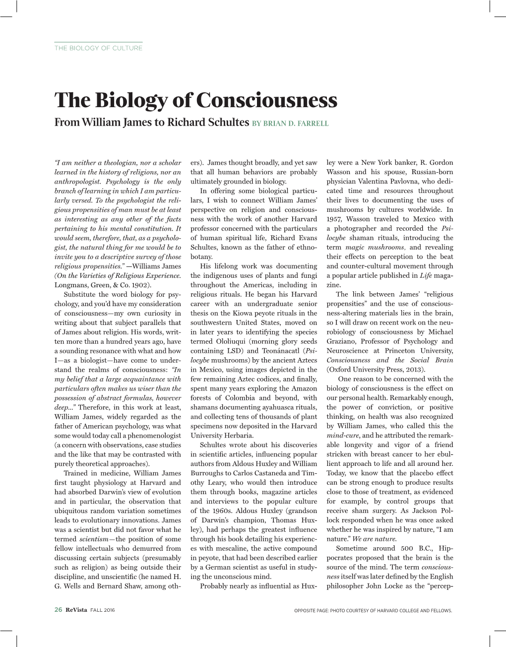 The Biology of Consciousness