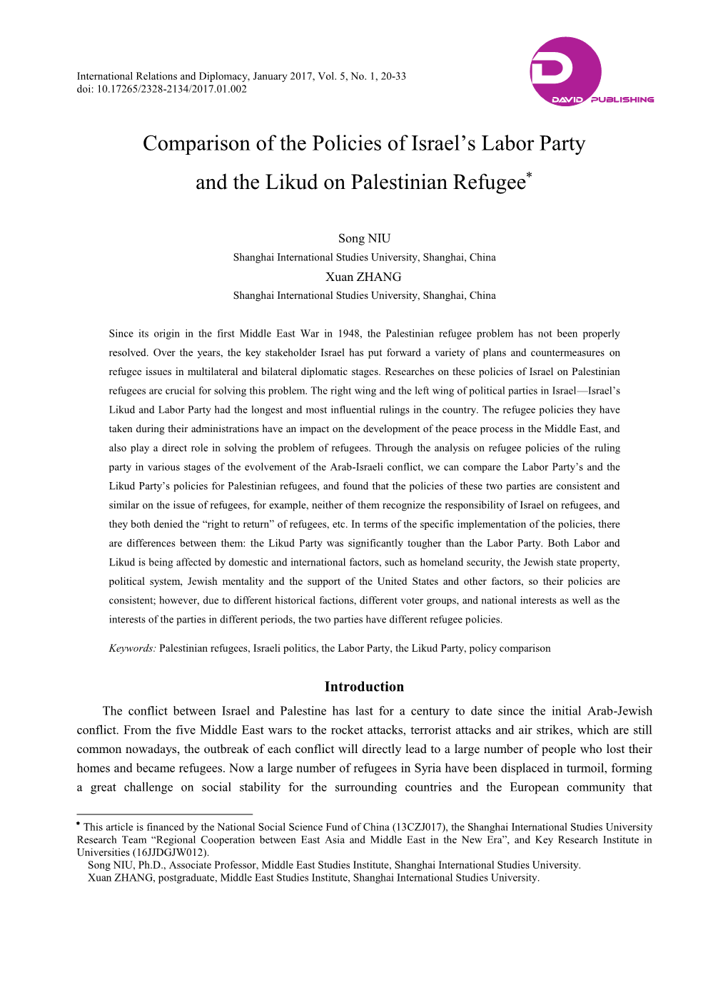 Comparison of the Policies of Israel's Labor Party and the Likud On