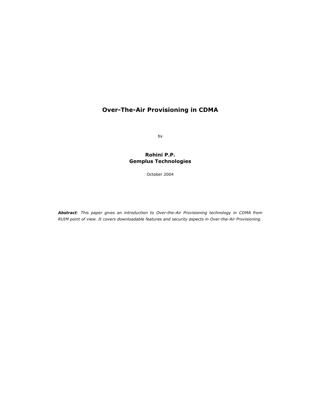 Over-The-Air Provisioning in CDMA