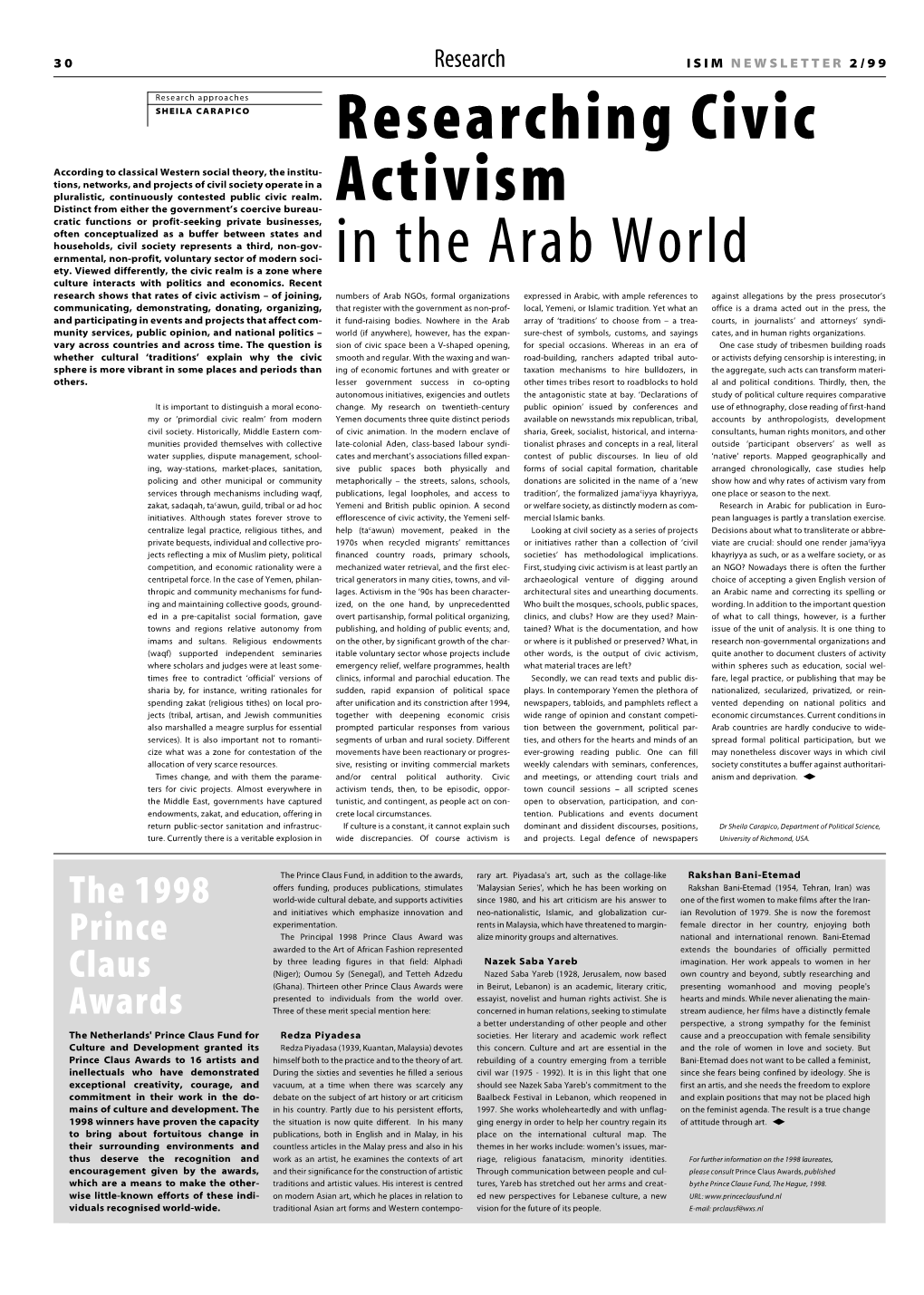 Researching Civic a C T I V I S M in the Arab World