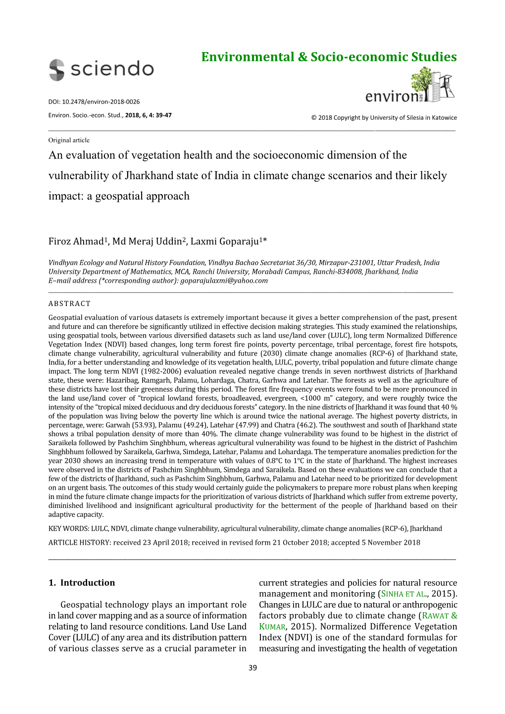 Environmental & Socio-Economic Studies