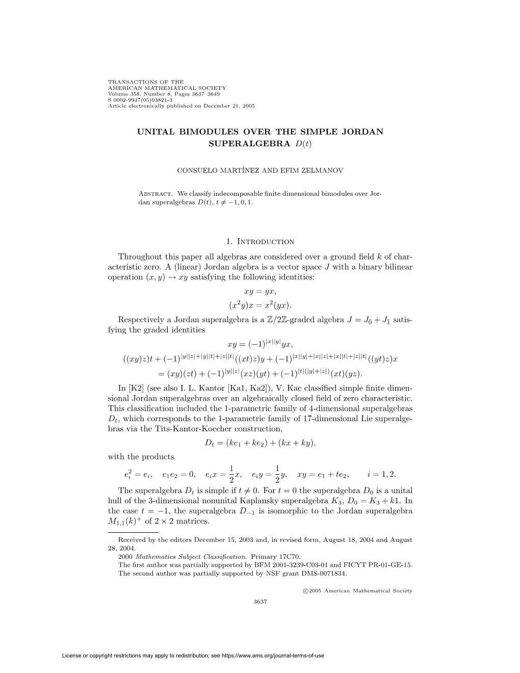 UNITAL BIMODULES OVER the SIMPLE JORDAN SUPERALGEBRA D(T)