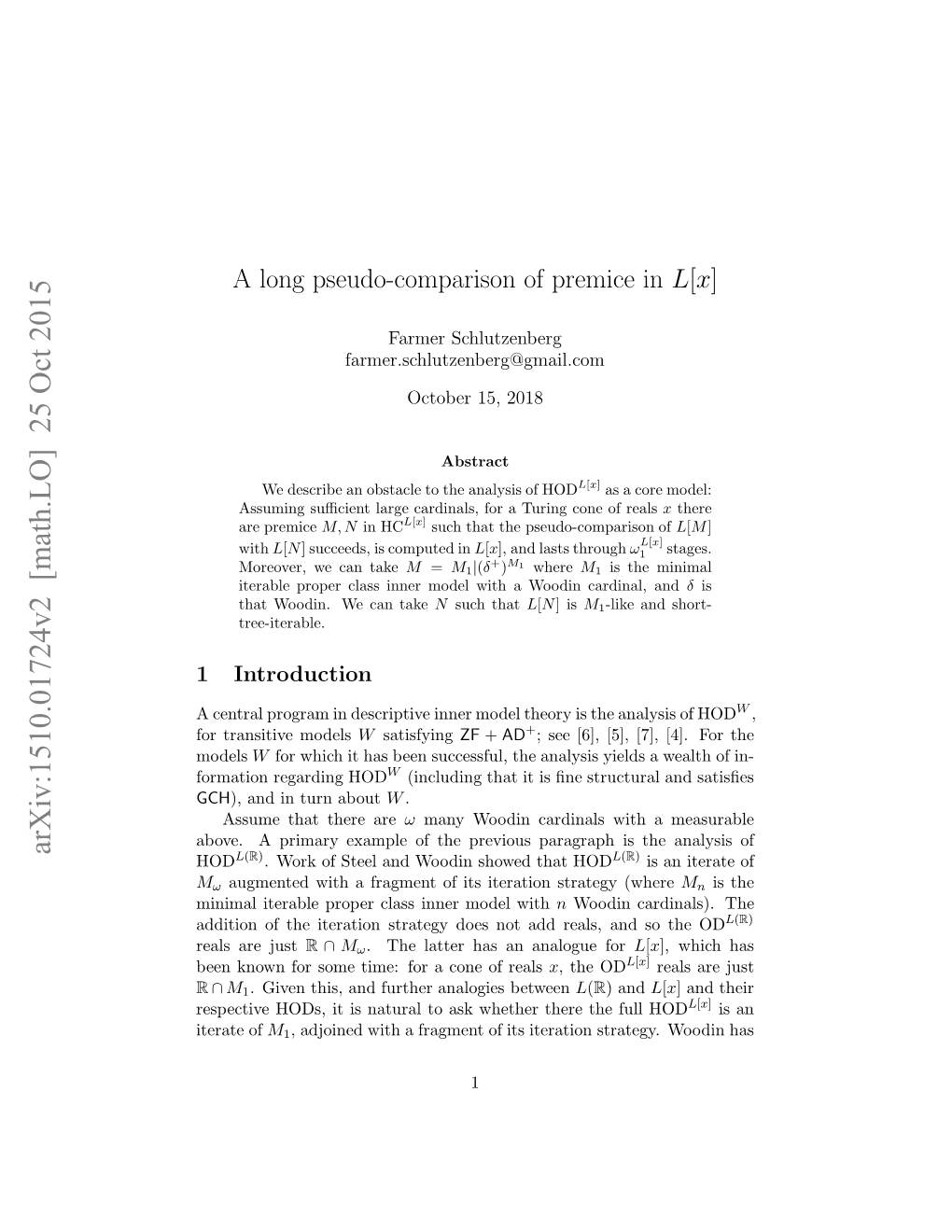 A Long Pseudo-Comparison of Premice in $ L [X] $