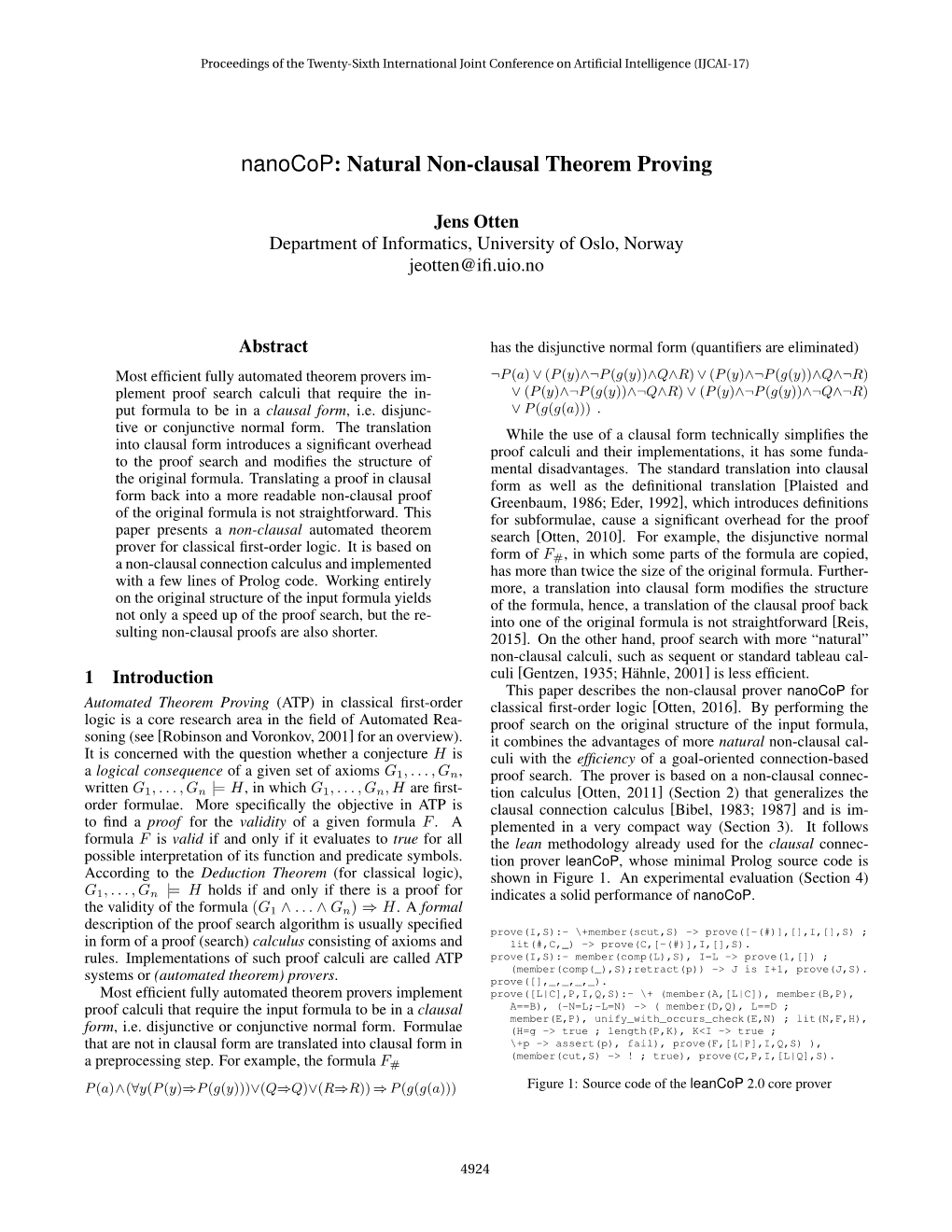 Nanocop: Natural Non-Clausal Theorem Proving