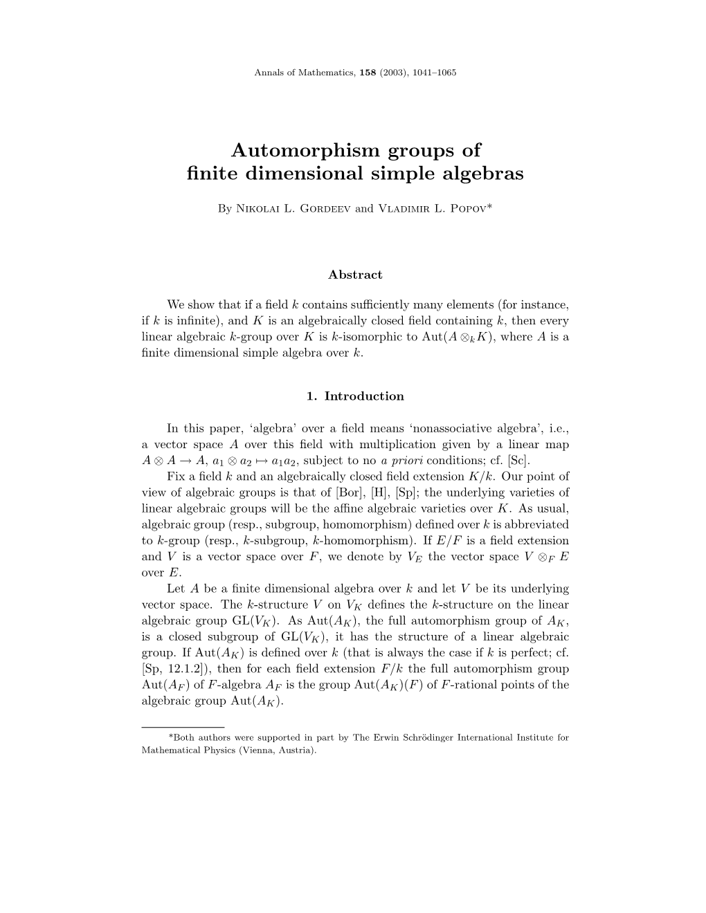 Automorphism Groups of Finite Dimensional Simple Algebras