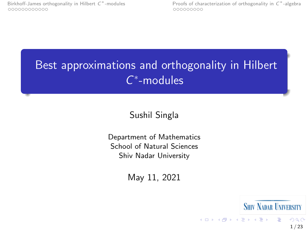 Best Approximations and Orthogonality in Hilbert C*-Modules