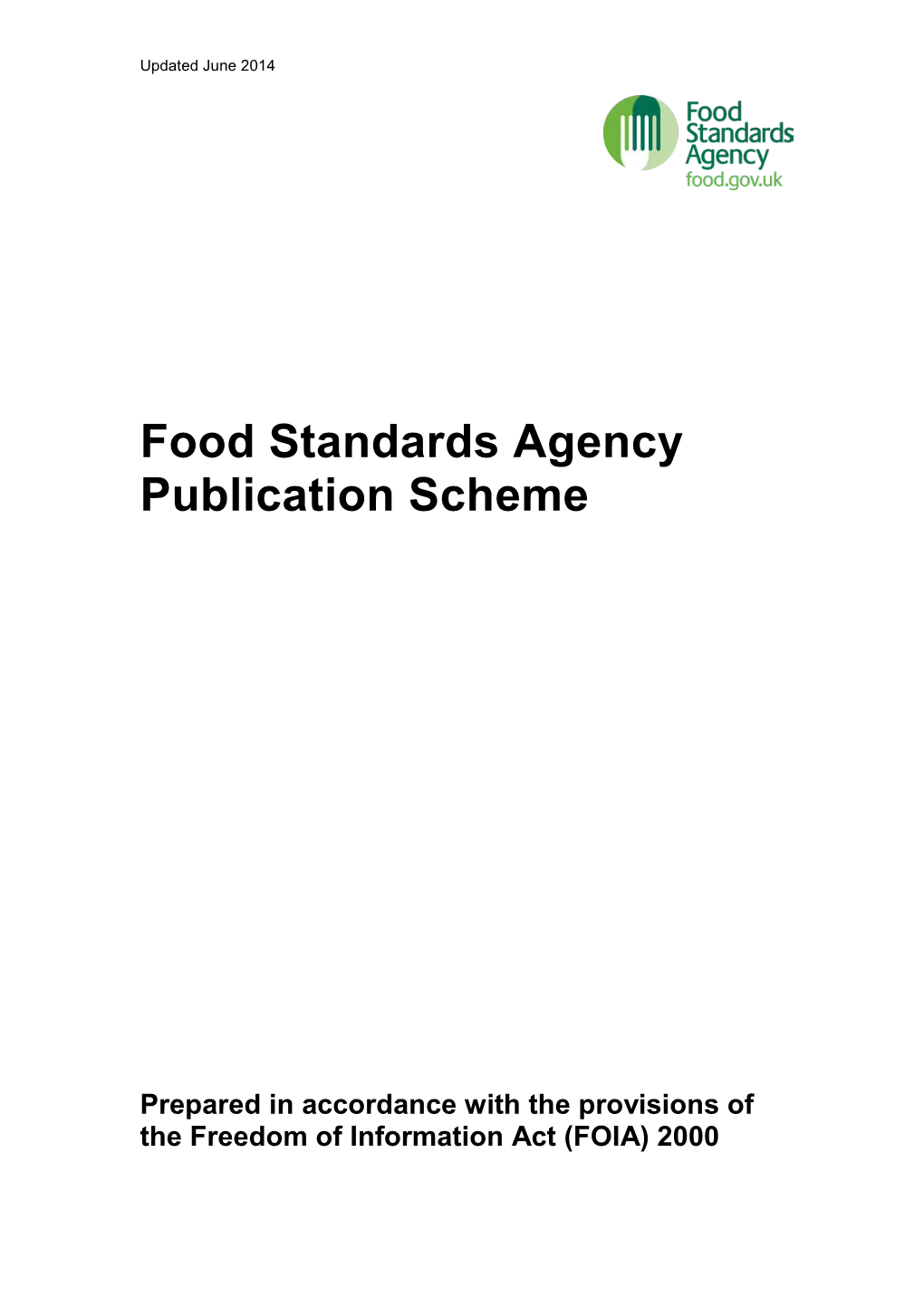 Food Standards Agency Publication Scheme