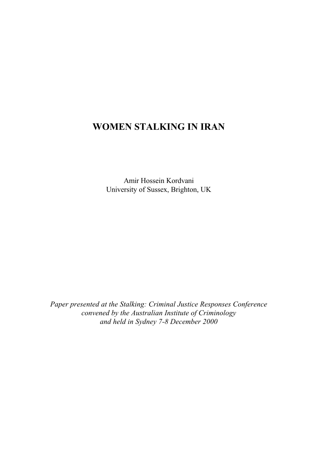 Women Stalking in Iran