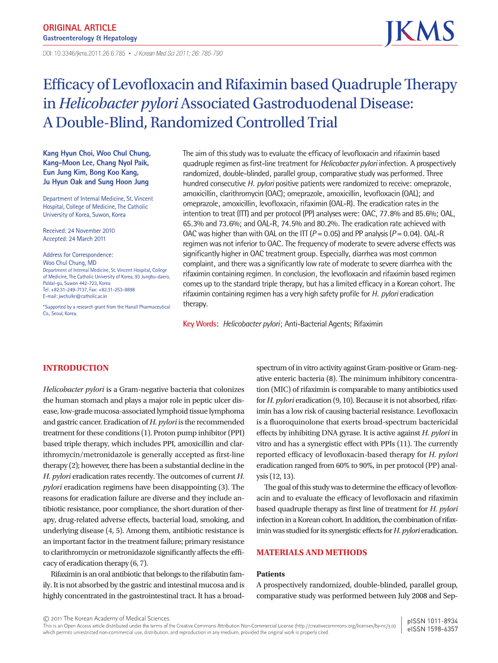 Efficacy of Levofloxacin and Rifaximin Based Quadruple Therapy in Helicobacter Pylori Associated Gastroduodenal Disease: a Double-Blind, Randomized Controlled Trial