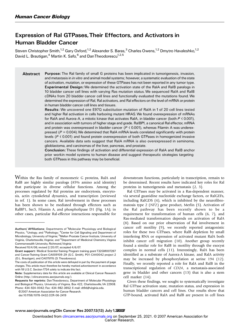 Expression of Ral Gtpases,Their Effectors, and Activators in Human