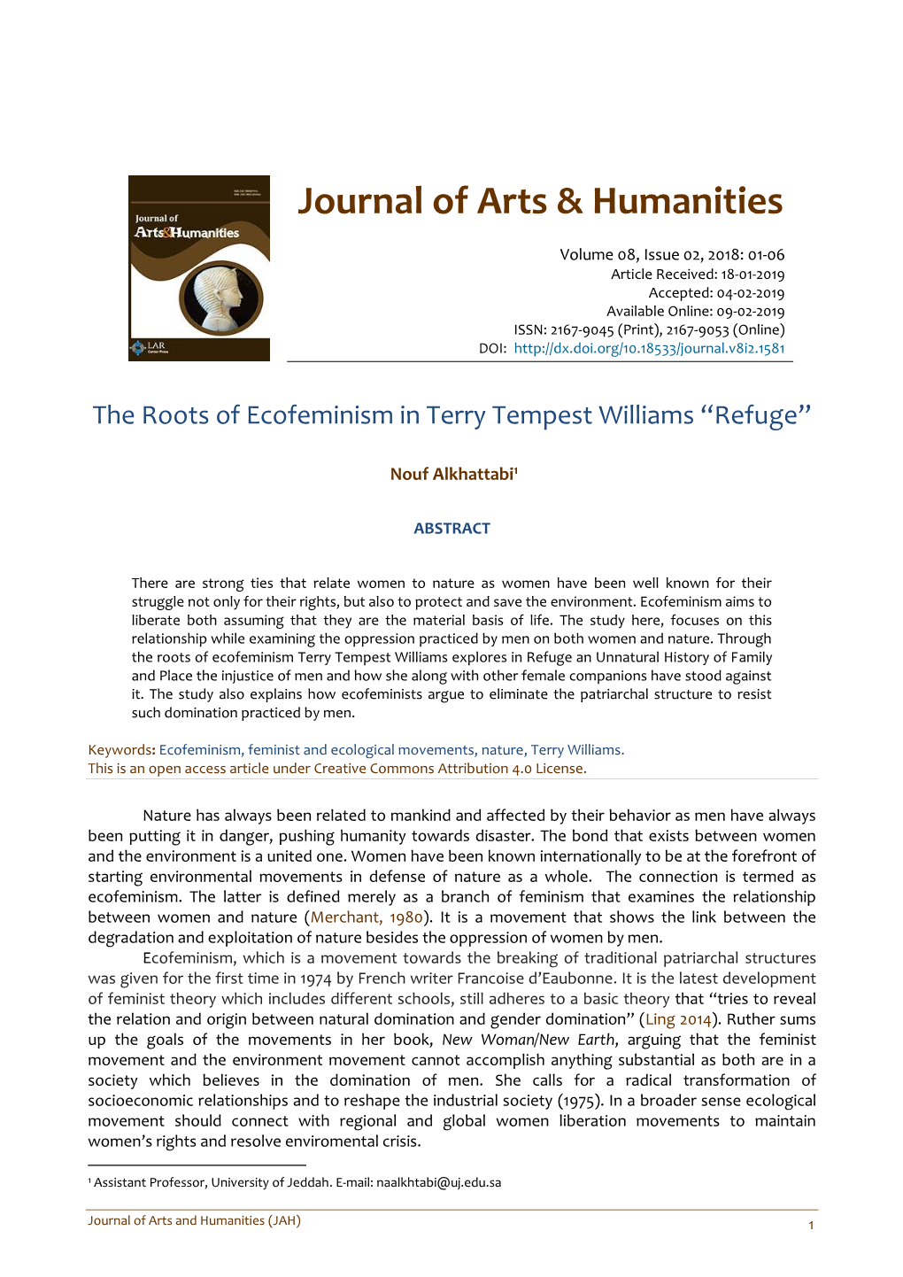 Journal of Arts & Humanities