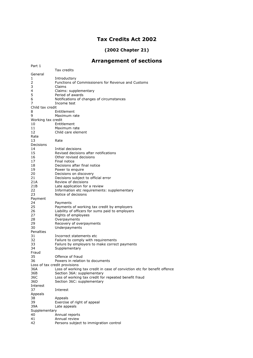 Tax Credits Act 2002