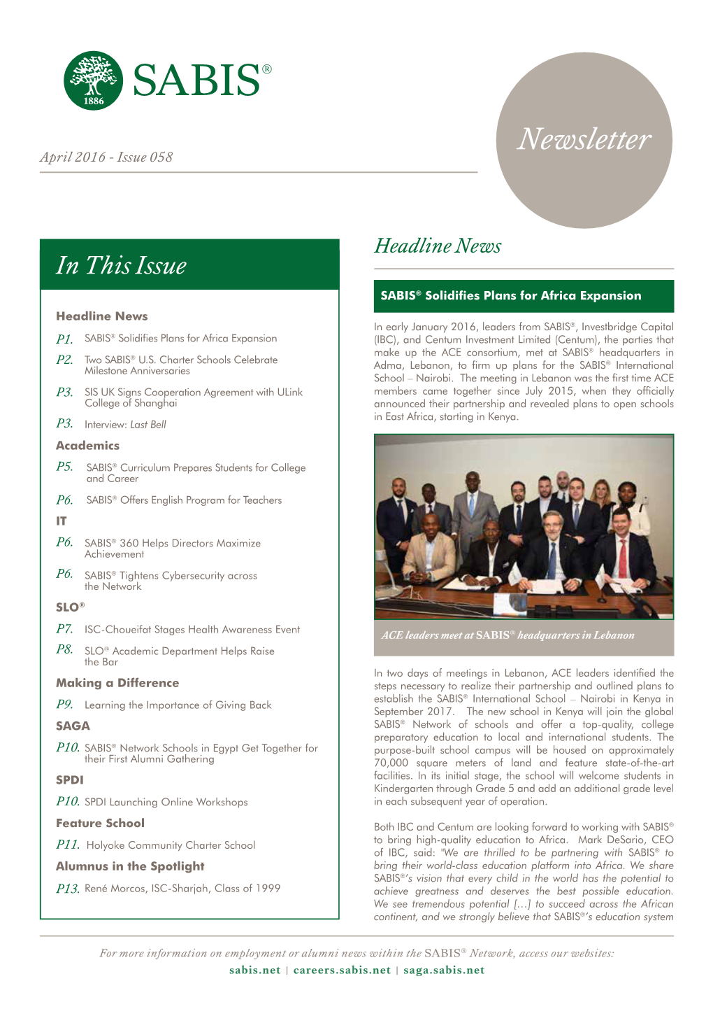 SABIS ® Newsletter