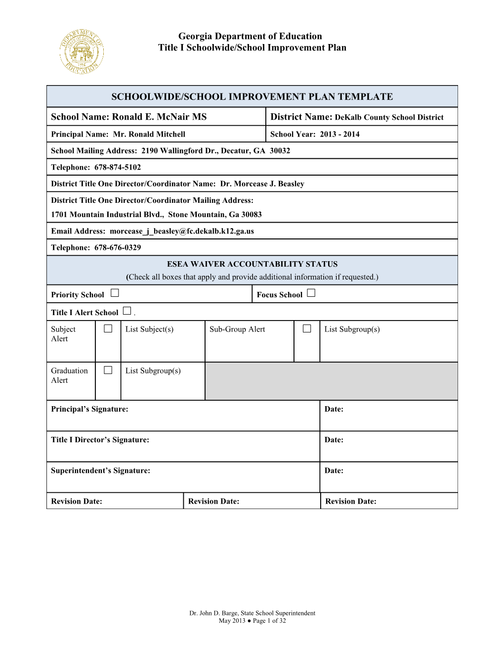 Title I Schoolwide/School Improvement Plan s5