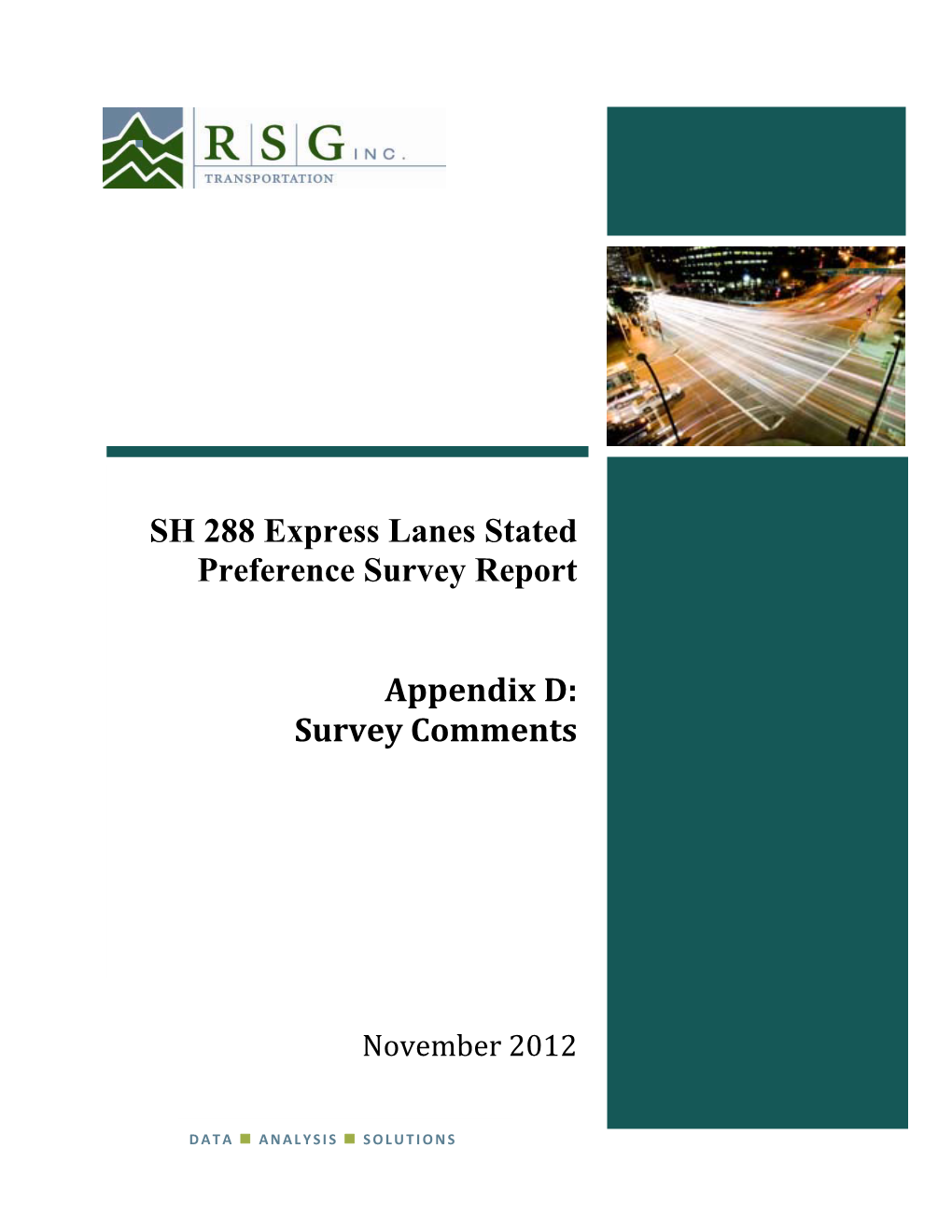 SH 288 Express Lanes Stated Preference Survey Report