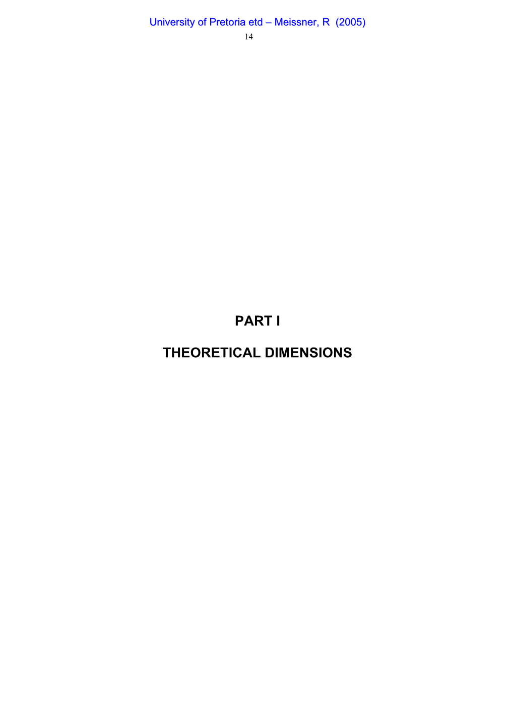 Part I Theoretical Dimensions