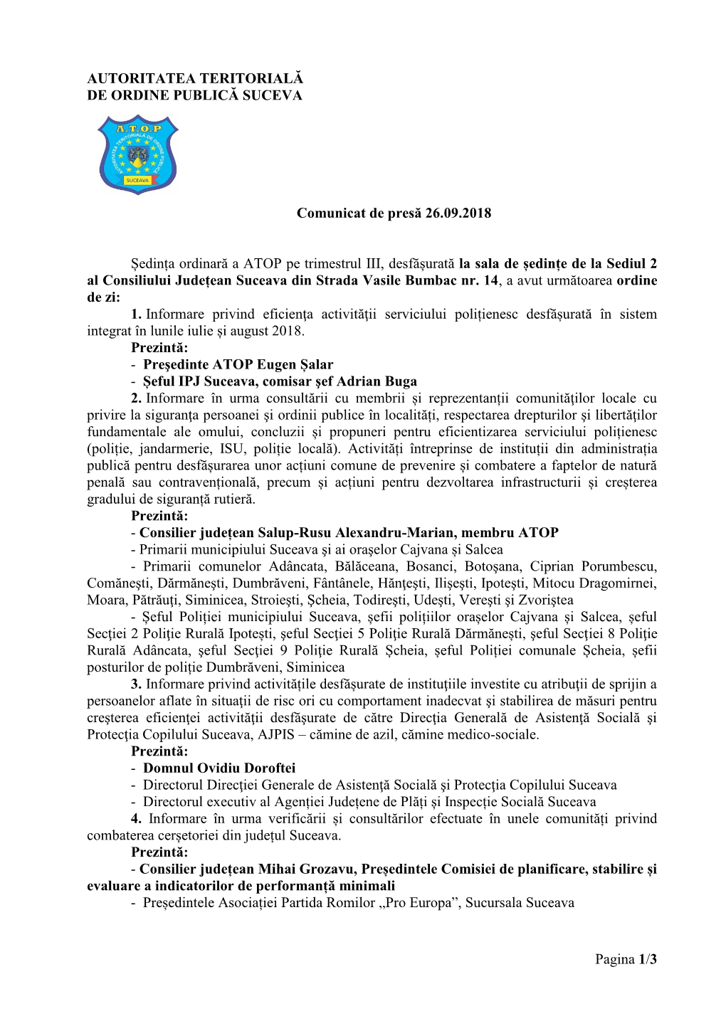 Pagina 1/3 AUTORITATEA TERITORIALĂ DE ORDINE