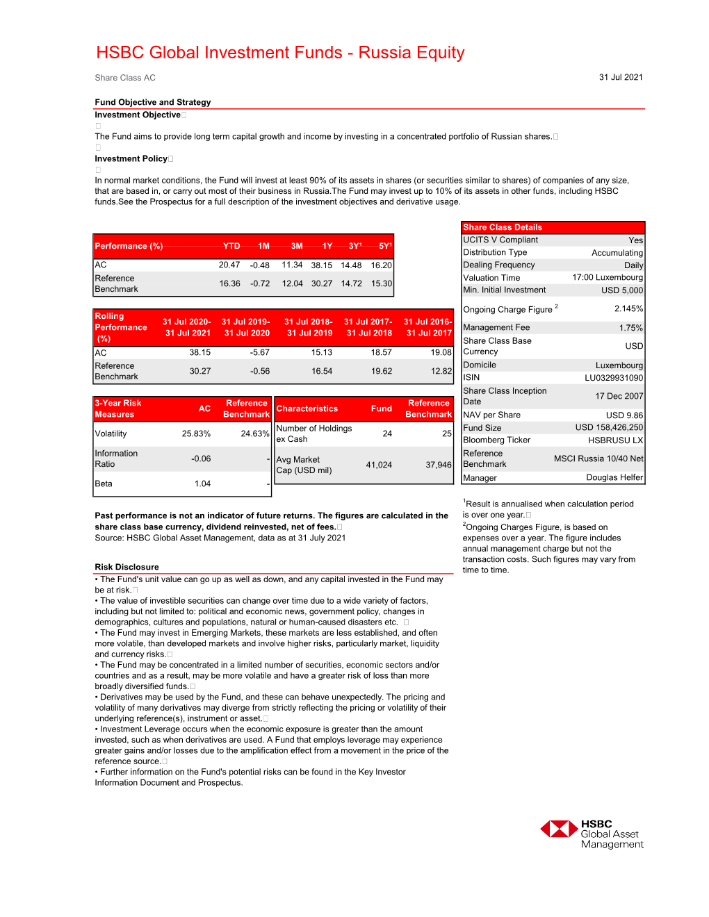 HSBC Global Investment Funds - Russia Equity