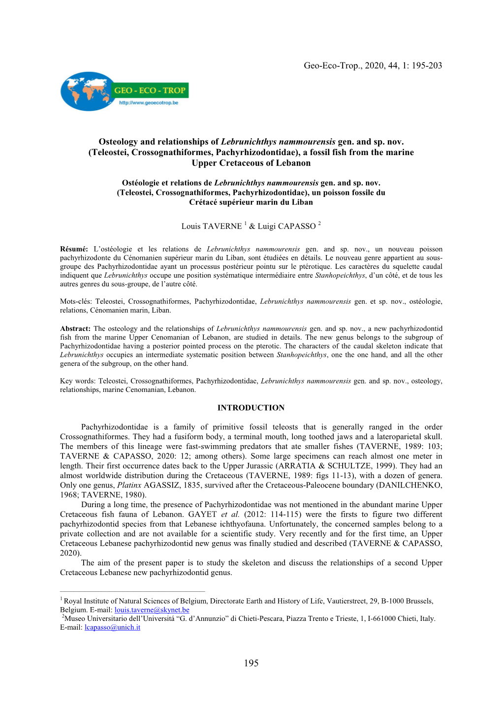 195-203 Osteology and Relationships of Lebrunichthys