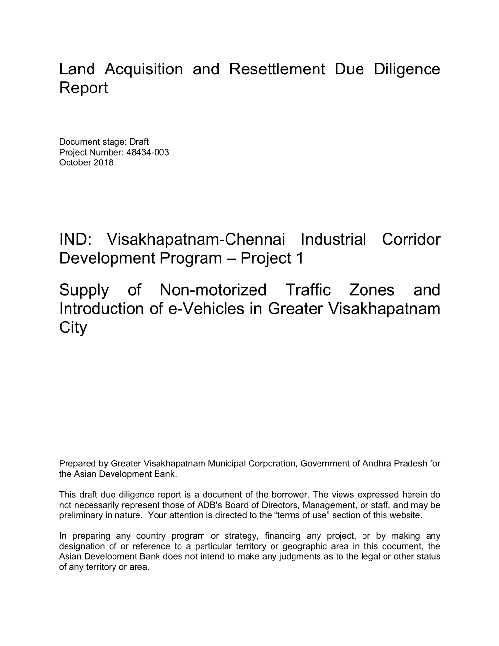 48434-003: Visakhapatnam-Chennai Industrial Corridor Development