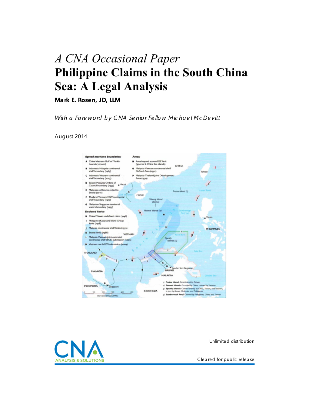 Philippine Claims in the South China Sea: a Legal Analysis Mark E