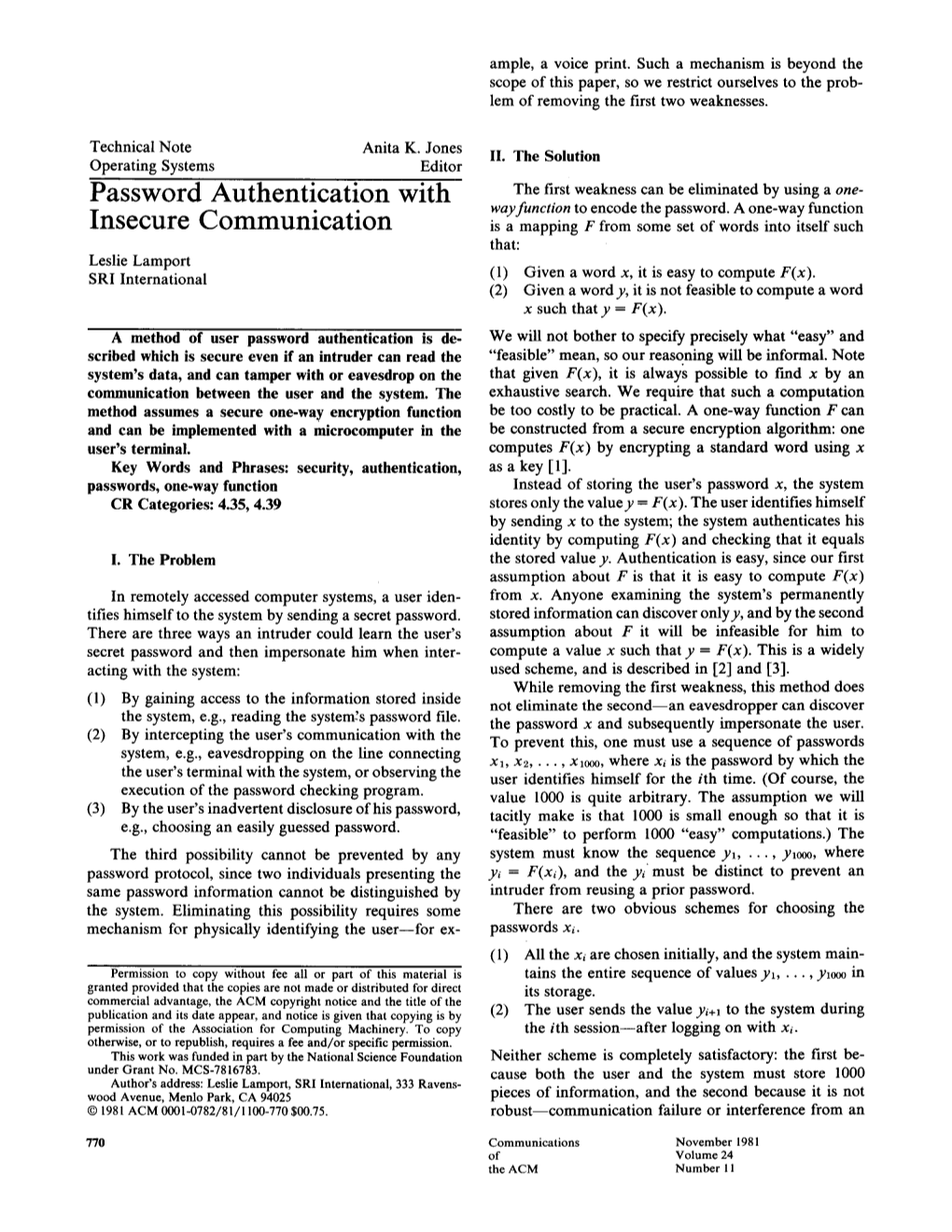 Password Authentication with Insecure Communication