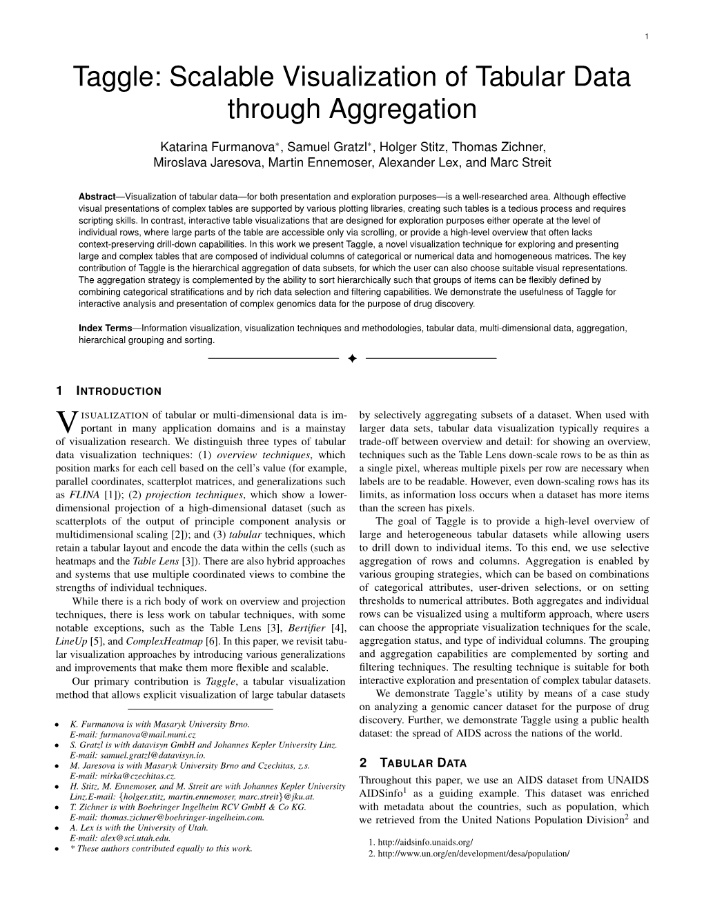 Taggle: Scalable Visualization of Tabular Data Through Aggregation