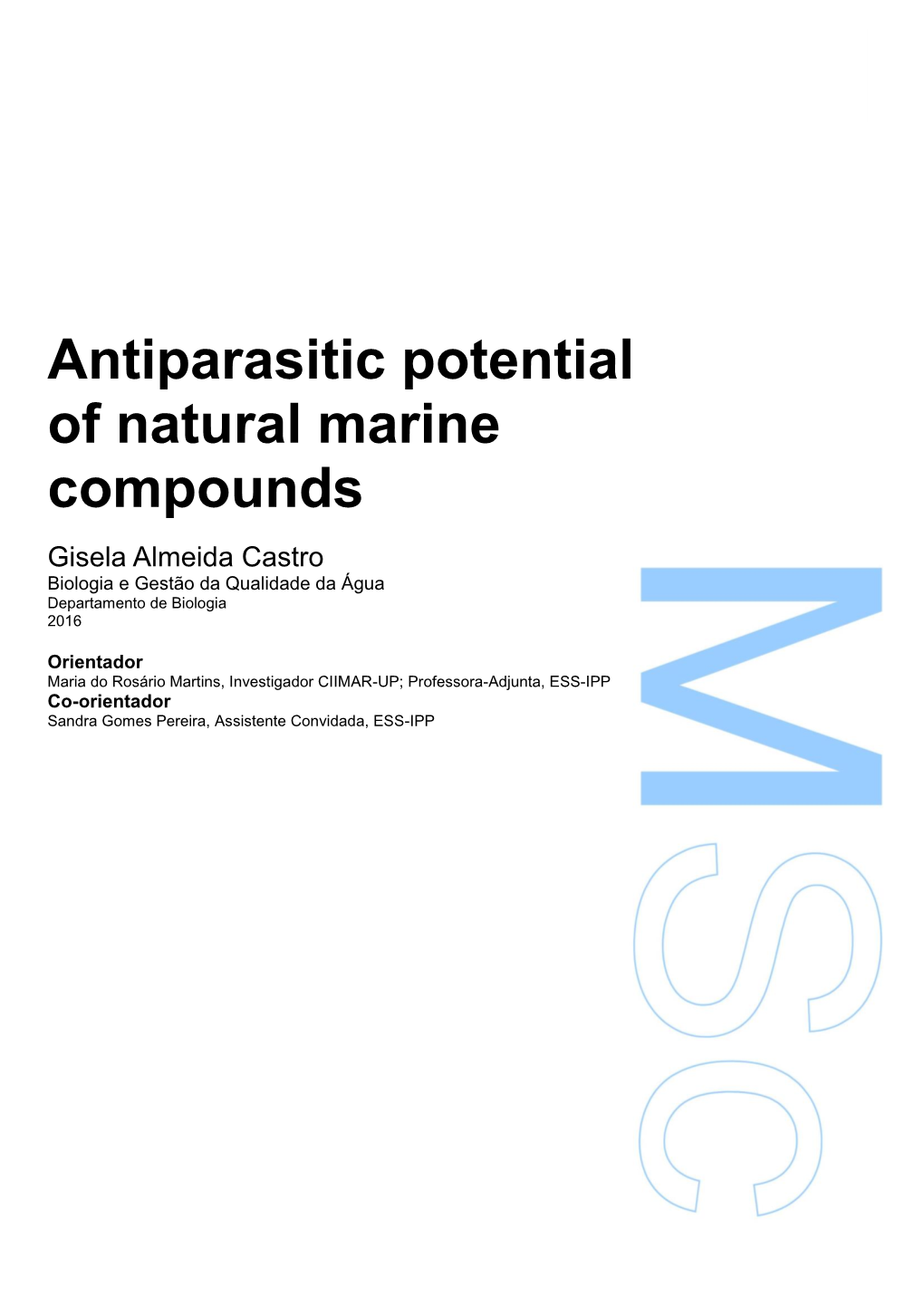 Antiparasitic Potential of Natural Marine Compounds