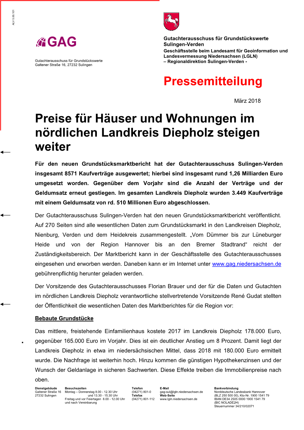 Pressemitteilung Preise Für Häuser Und Wohnungen Im Nördlichen