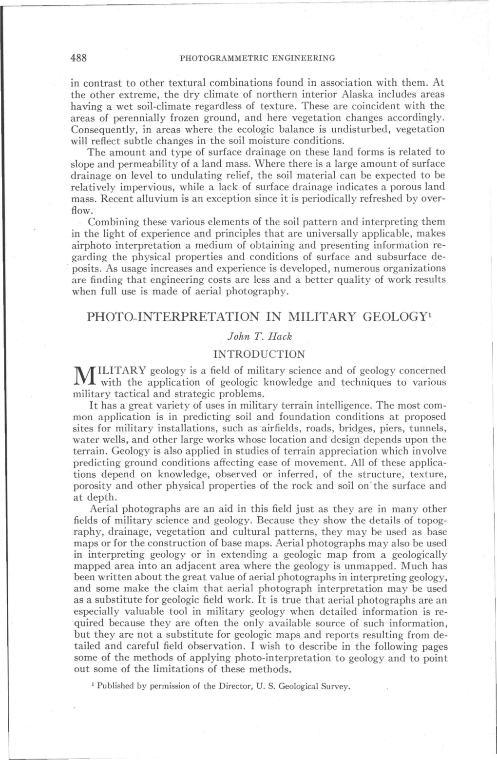 PHOTO-INTERPRETATION in MILITARY Geologyl John T