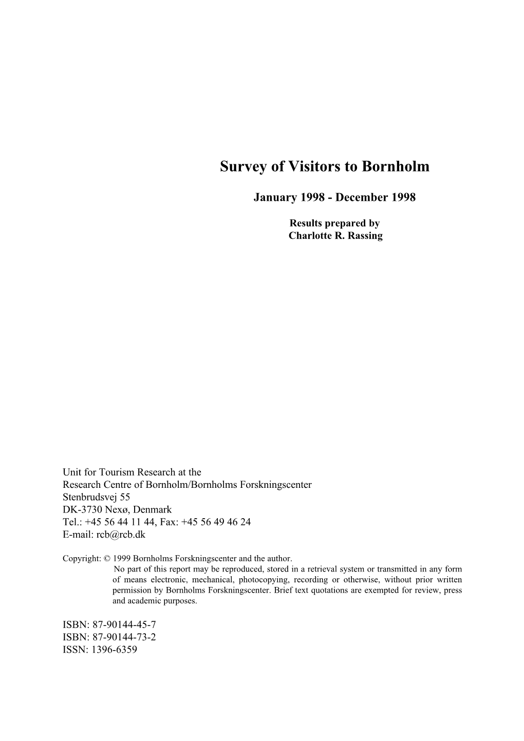 Survey of Visitors to Bornholm