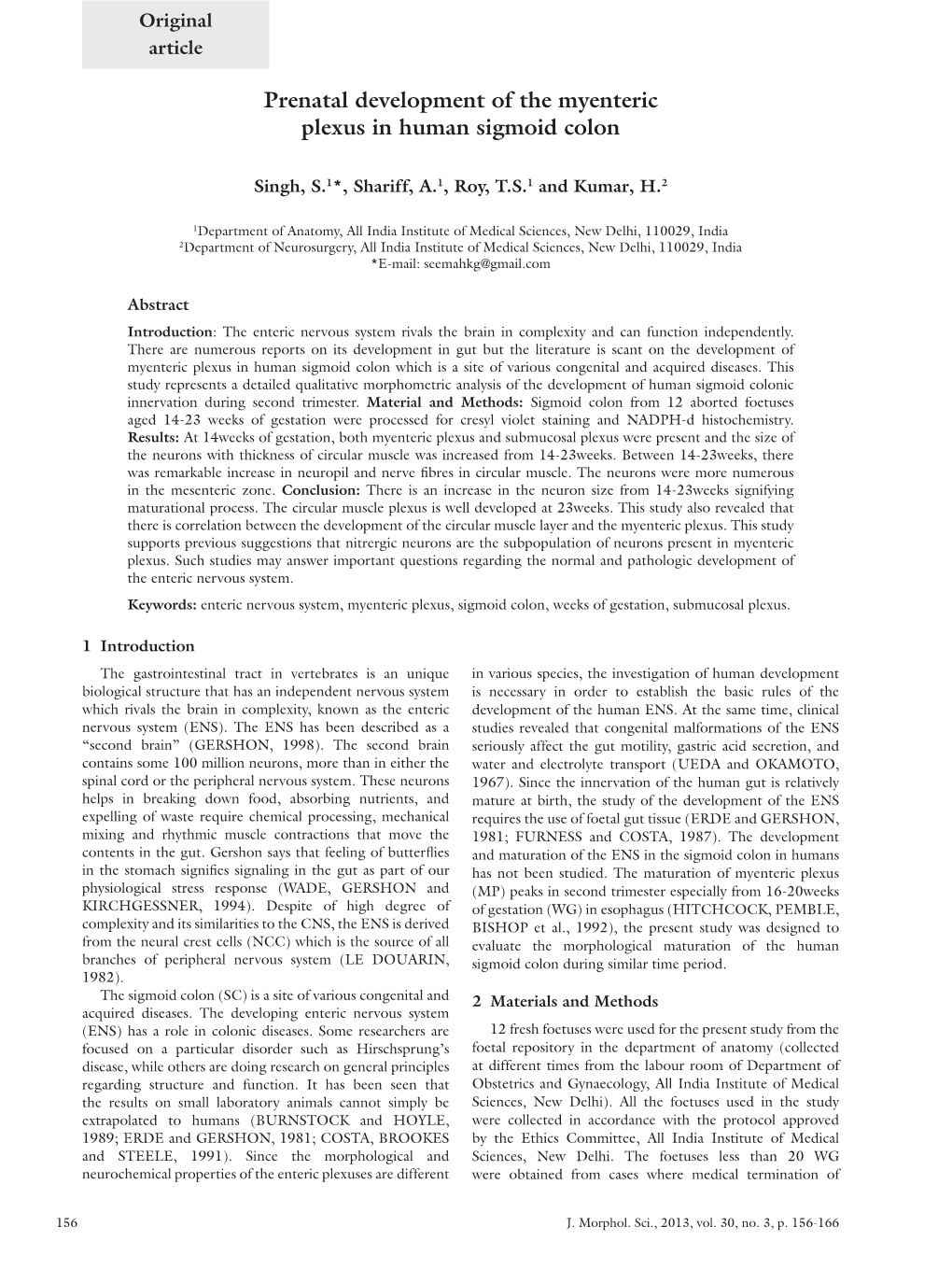 Prenatal Development of the Myenteric Plexus in Human Sigmoid Colon