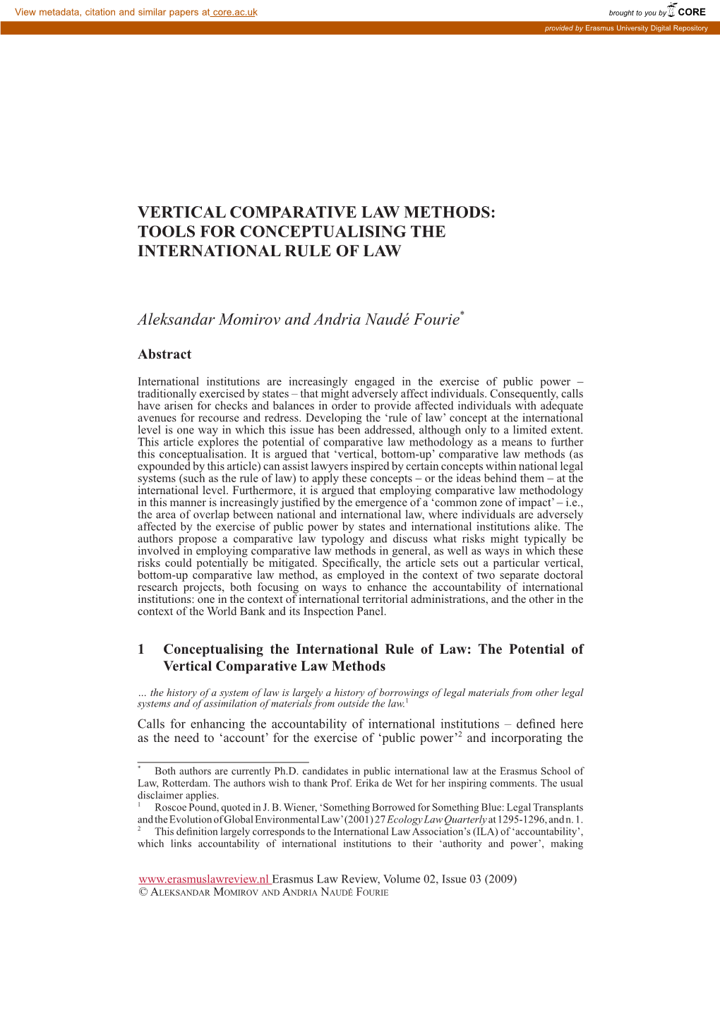 Vertical Comparative Law Methods: Tools for Conceptualising the International Rule of Law