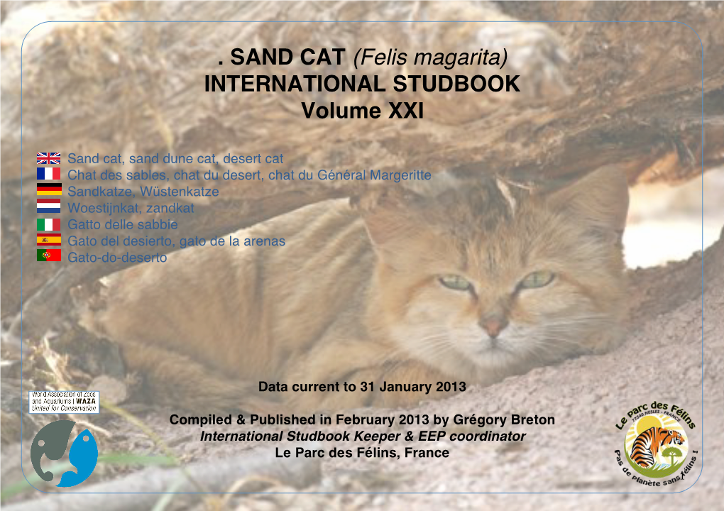 SAND CAT (Felis Magarita) INTERNATIONAL STUDBOOK Volume XXI