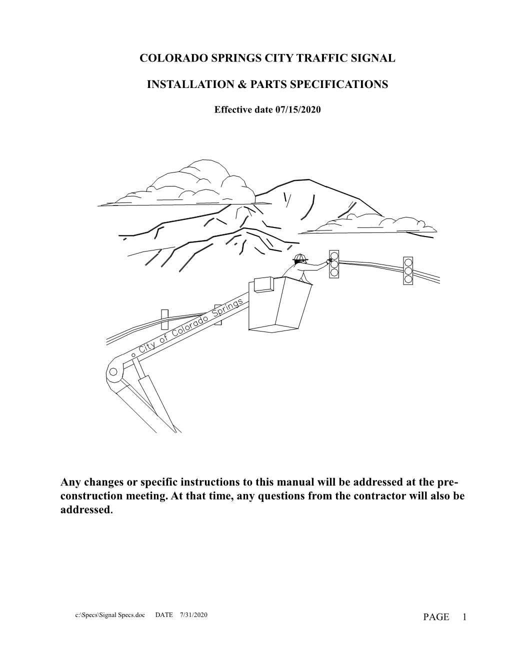 Traffic Signal Specifications