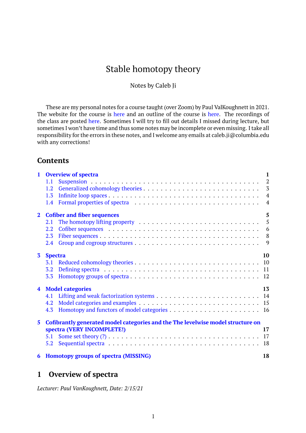 Stable Homotopy Theory