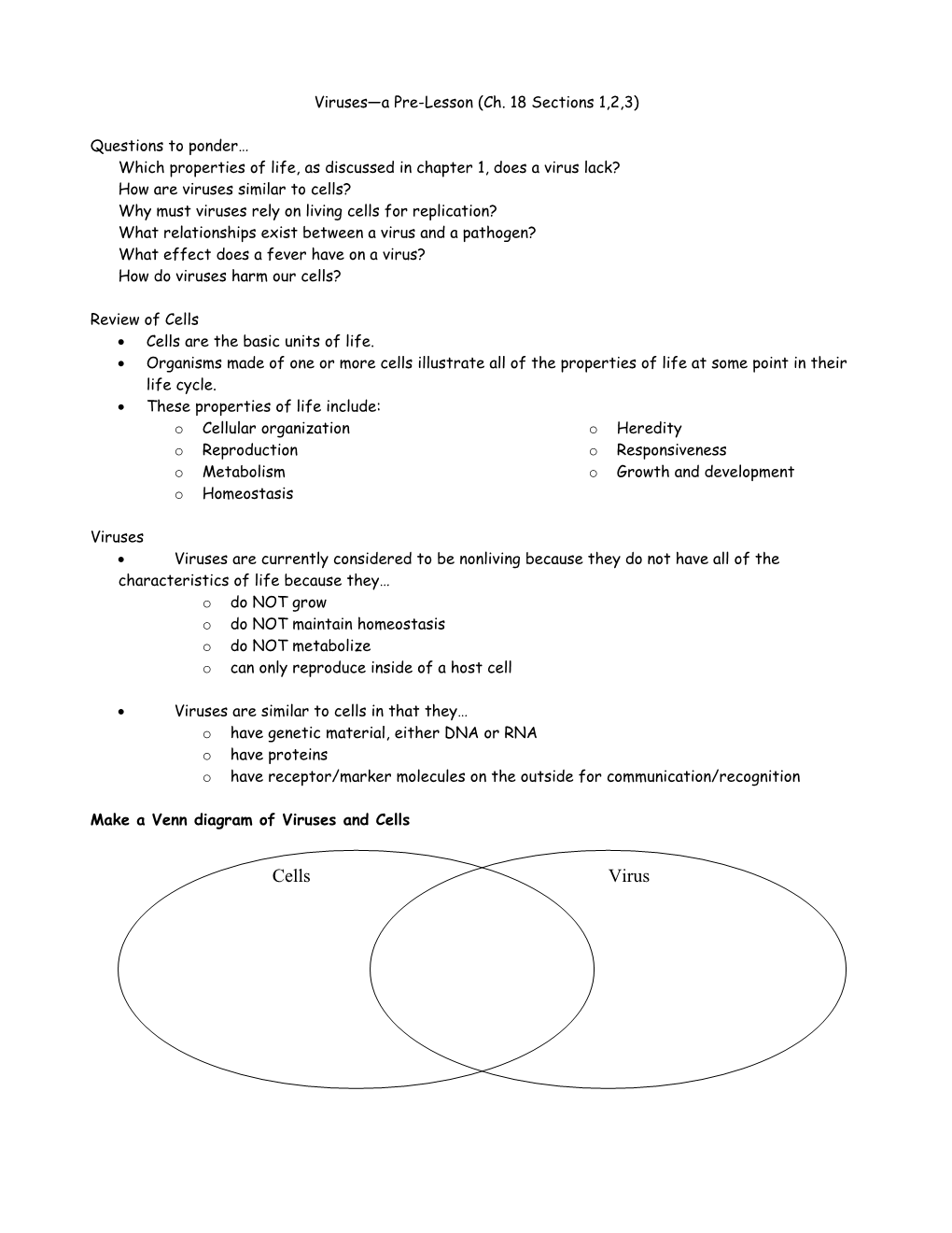 Viruses a Pre-Lesson