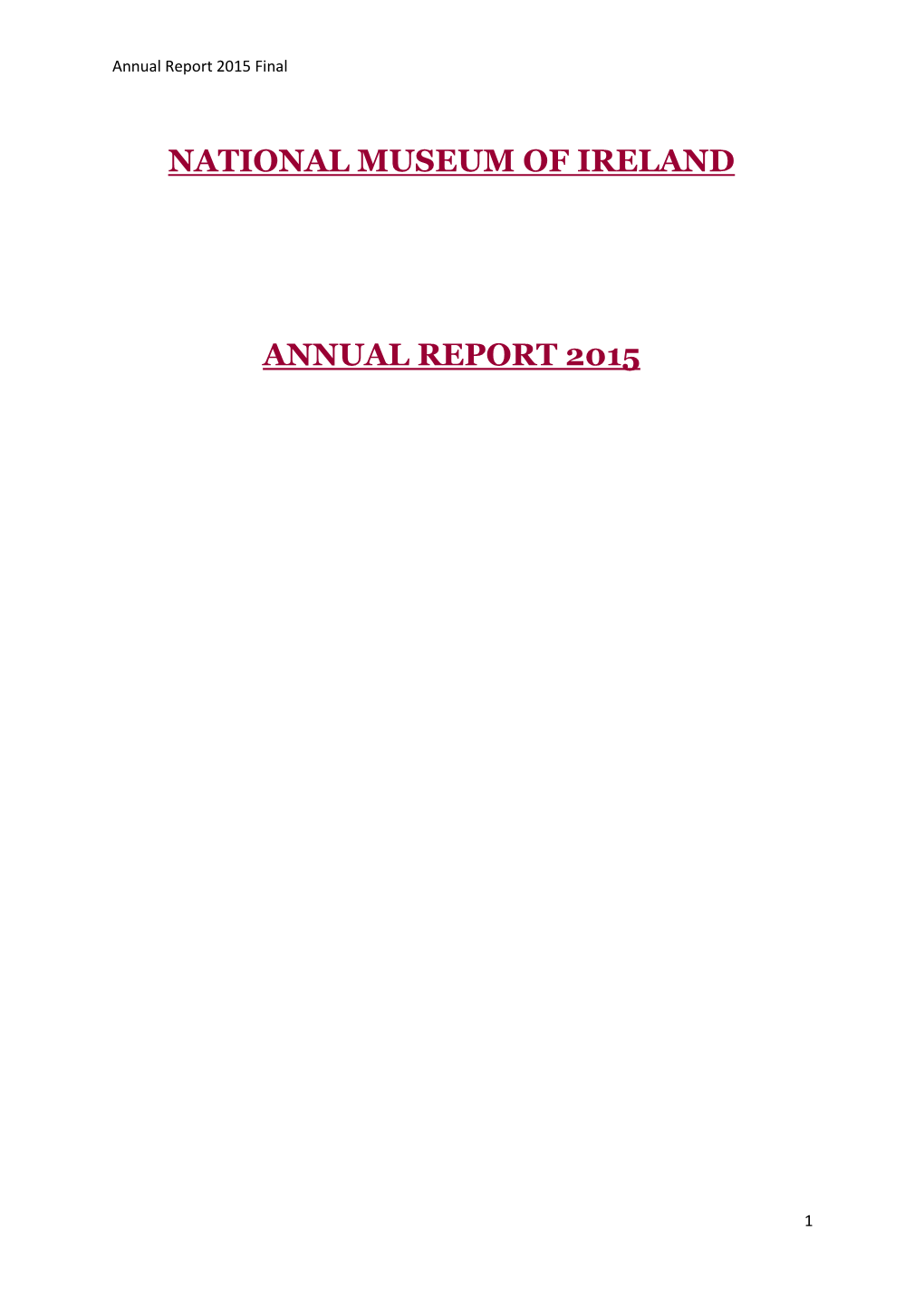 National Museum of Ireland Annual Report 2015