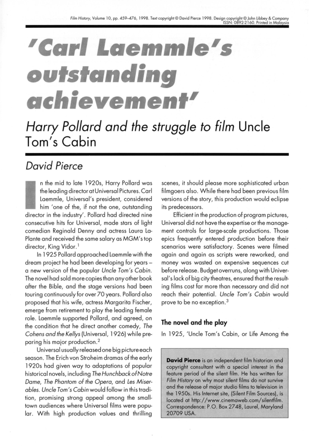 Harry Po/Lord and the Struggle to Film Uncle Tom's Cabin